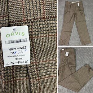 Vintage Orvis Houndstooth Lambswool Pants Trousers Men's 32 x 31 Plaid Pleated
